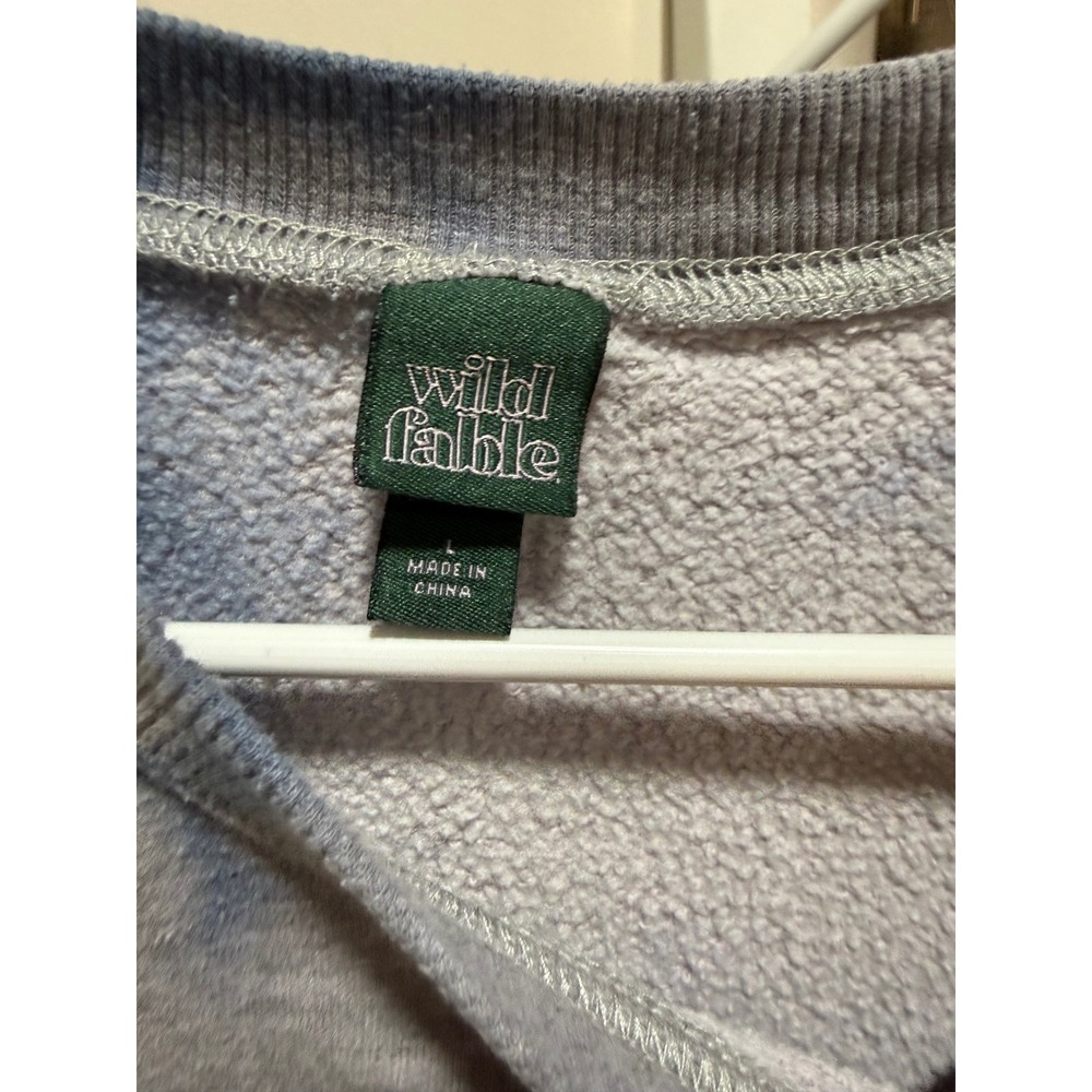 Wild Fable Womens Oversized Crewneck Sweatshirt Grey Blue Dip Dye Bleach Wash L - Picture 2 of 3